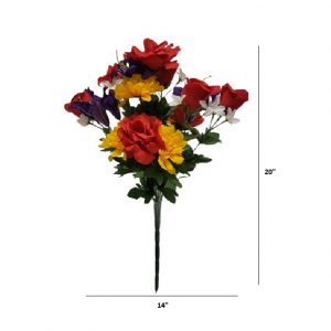 MULTI SPRING ROSE LILY ZINNIA BUSH 18 Stems