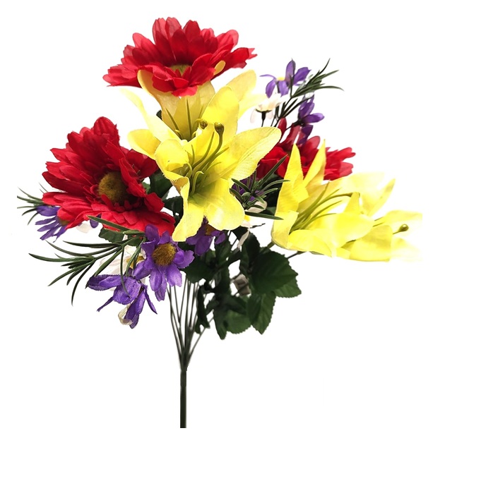 MULTI-SPRING LILY GERBERA DAISY BUSH x 12 Stems