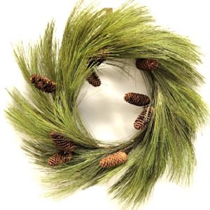 CASCADE PINE WREATH/W CONES / 24"