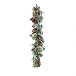 MIXED PINE RED BERRY EUC GARLAND W / ICE 6' ft