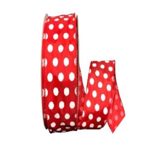 RED/WHITE SATIN POLKA DOTS/WIRED