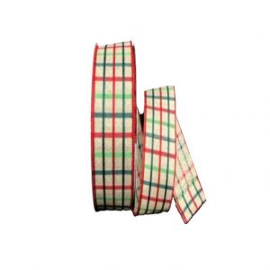 NATURAL/RED/HUNTER MOSS WOVEN TRELLIS/1.5"