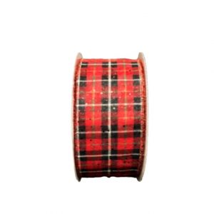 RED/BLACK/GREEN GLITTER PLAID/2.5"