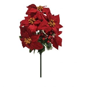 RED POINSETTIA/HOLLY/BERRY BUSH x 12 Stems