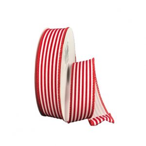 WHITE/RED VELVET CABANA STRIPES/10YDS