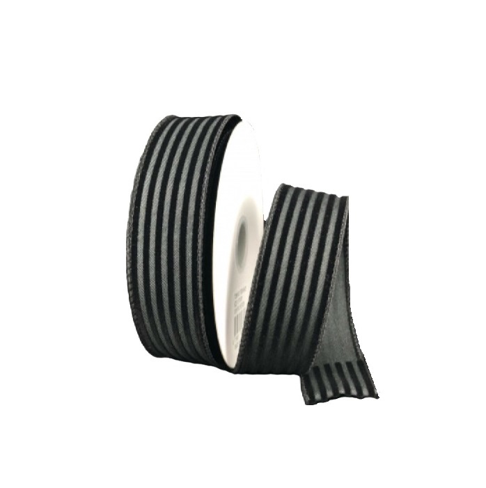 BLACK CABANA W/ VELVET STRIPES/10YDS