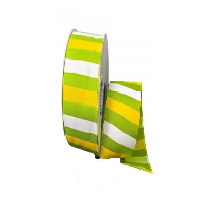 GREEN/YELLOW/WHITE HORIZONAL STRIPES/10YDS