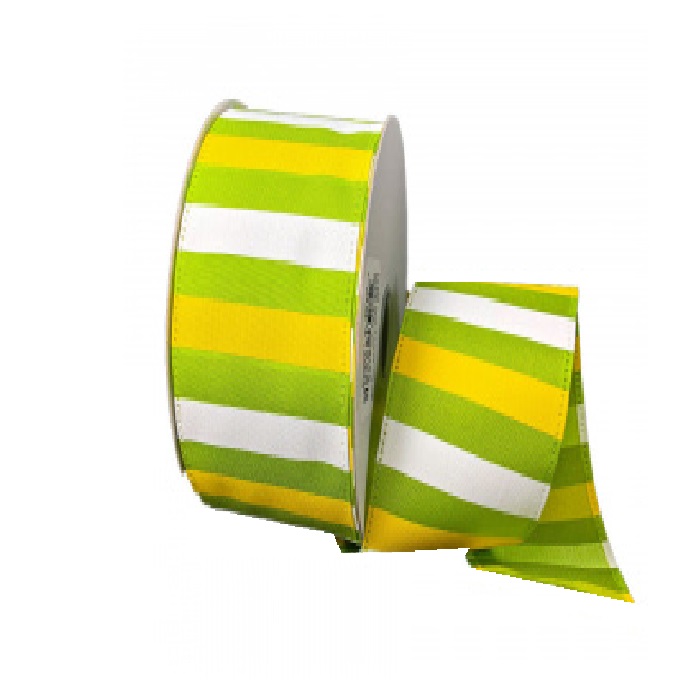 GREEN/YELLOW/WHITE HORIZONAL STRIPES/10YDS