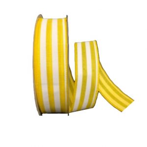 YELLOW/WHITE WIDE CABANA STRIPE RIBBON50YDS