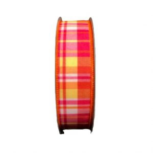 HOT PINK/ORANGE/YELLOW TONI PLAID RIBBON/1.5"