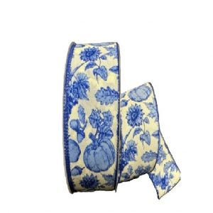 WHITE/BLUE FLOWER BRANCHES/50YDS