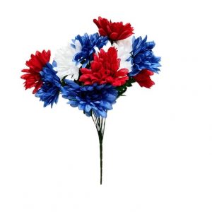 RED/WHITE/BLUE CHRYSANTHEMUM BUSH x 12 Stems