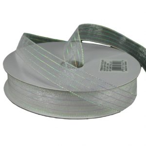 WHITE SHEER/IRIDESCENT METALLIC STRIPE/5/8"