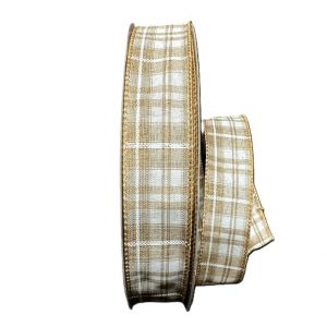 NATURAL/WHITE KENNEDY PLAID RIBBON/1.5"