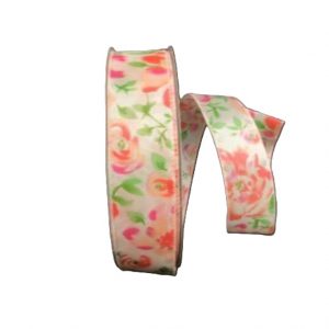 BLUSH PINK WATERCOLOR ROSES RIBBON/1.5"