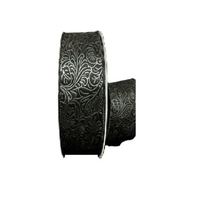 BLACK FLOWER EMBOSSED/1.5"
