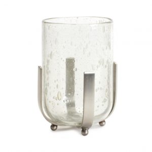 CANDLE HOLDER OR VASE W/IRON BASE