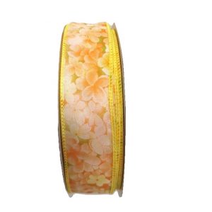 YELLOW SPRING FLORAL RIBBON/1.5"