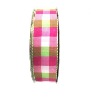 HOT PINK/KIWI MULTI CHECK RIBBON/1/5"