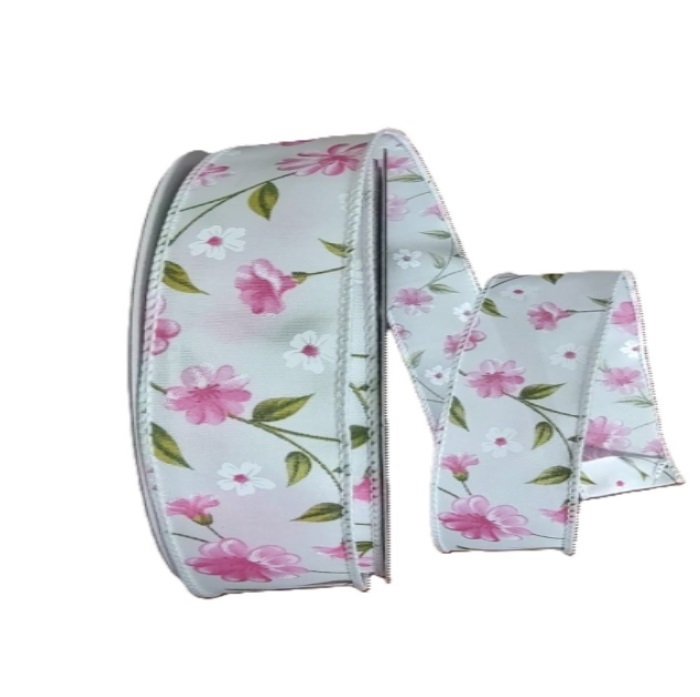 PINK FLOWERS IN BLOOM RIBBON/2.5"