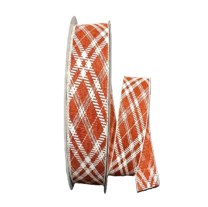 ORANGE/CREME DIAGONAL PLAID/1.5"