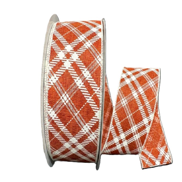 ORANGE/CREME DIAGONAL PLAID/2.5"