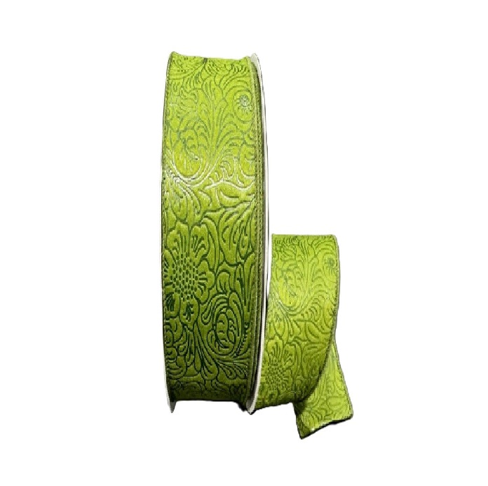 MOSS FLOWER EMBOSSED RIBBON /1.5"