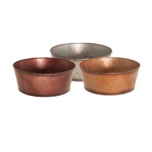 METALLIC TONES METAL ROUND PLANTER / 4.75"