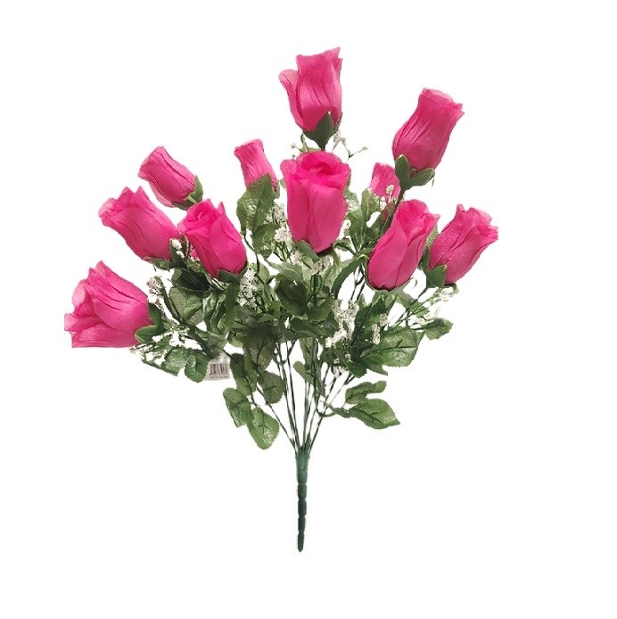 MAGENTA ROSE BUD BUSH W/GYP x 12  /17"