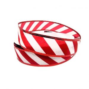 WHITE GLITTER /RED CANDY CANE STRIPES/50YDS